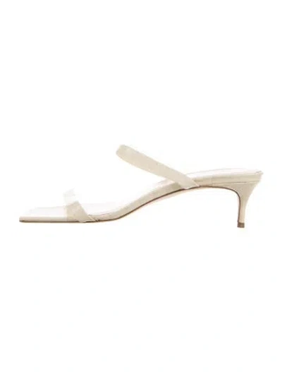 Pre-owned By Far Leather Animal Print Sandals In Neutral