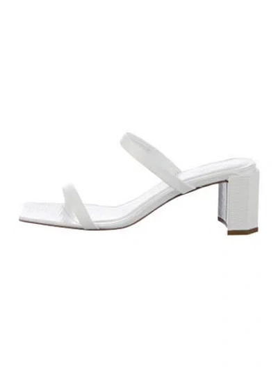 Pre-owned By Far Leather Animal Print Sandals In White