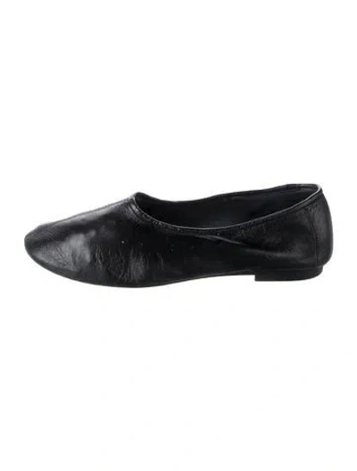 Pre-owned By Far Leather Ballet Flats In Black