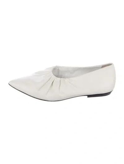 Pre-owned By Far Leather Ballet Flats In White