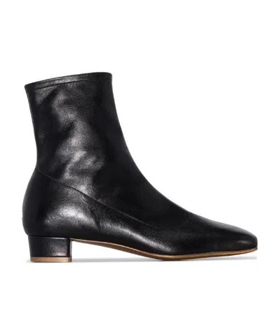 BY FAR SQUARE-TOE LEATHER BOOTS