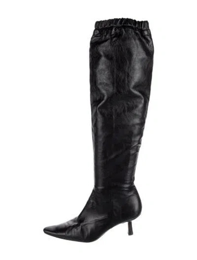 Pre-owned By Far Leather Boots In Black