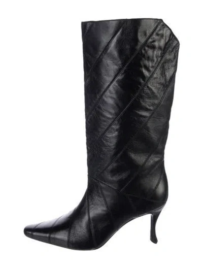 Pre-owned By Far Leather Boots In Black