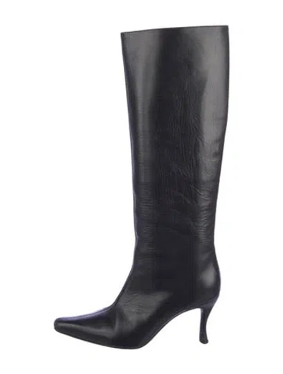 Pre-owned By Far Leather Boots In Black