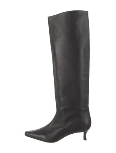 Pre-owned By Far Leather Boots In Black