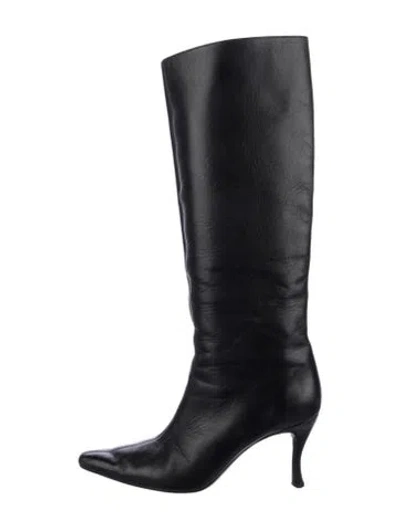 Pre-owned By Far Leather Boots In Black