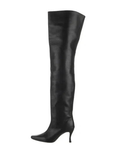 Pre-owned By Far Leather Boots In Black