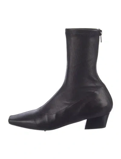 Pre-owned By Far Leather Boots In Black