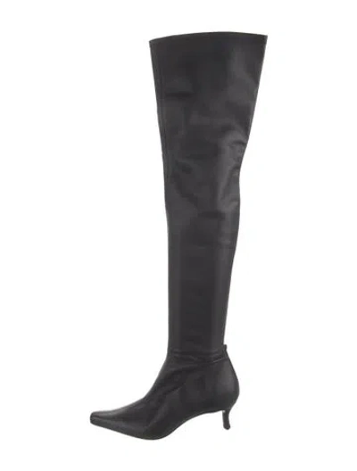 Pre-owned By Far Leather Boots In Black