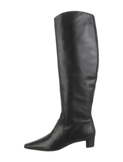 Pre-owned By Far Leather Boots In Black