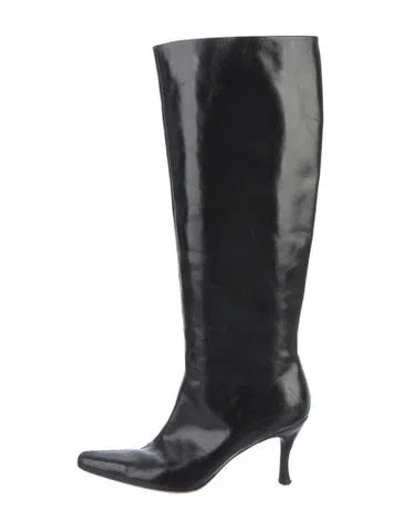 Pre-owned By Far Leather Boots In Black