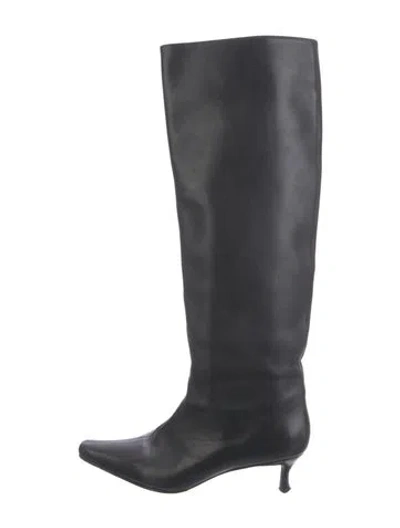 Pre-owned By Far Leather Boots In Black