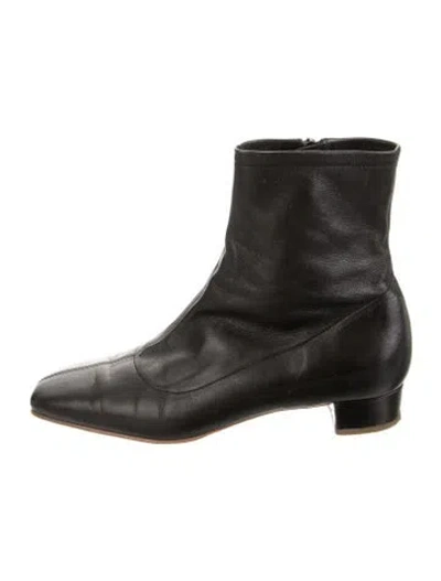 Pre-owned By Far Leather Boots In Black