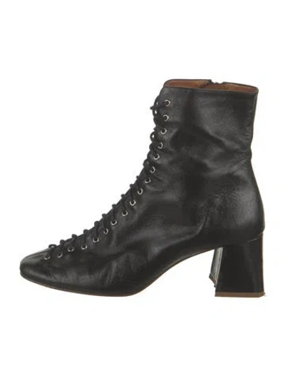 Pre-owned By Far Leather Boots In Black
