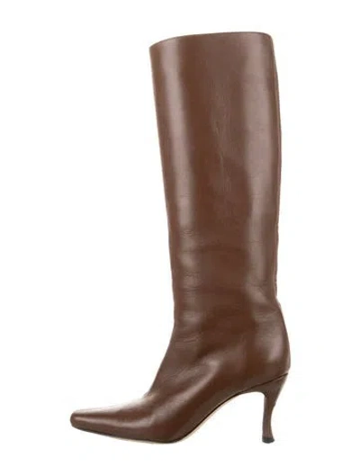 Pre-owned By Far Leather Boots In Brown