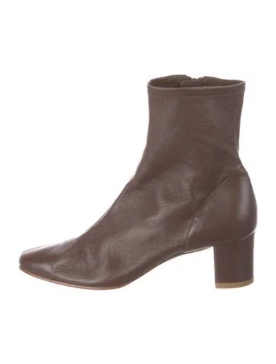 Pre-owned By Far Leather Boots In Brown