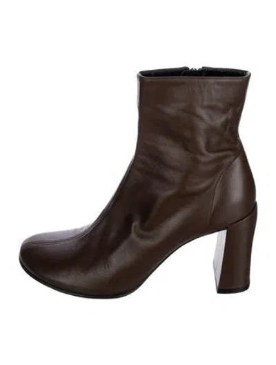 Pre-owned By Far Leather Boots In Brown
