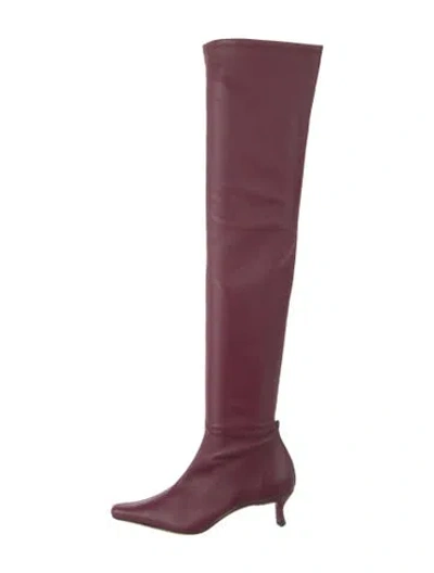 Pre-owned By Far Leather Boots In Burgundy