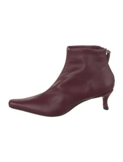 Pre-owned By Far Leather Boots In Burgundy