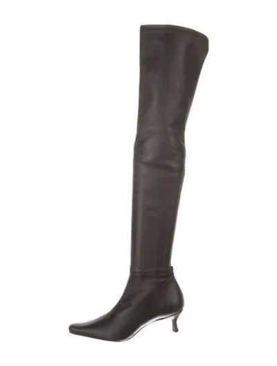Pre-owned By Far Leather Boots In Gray