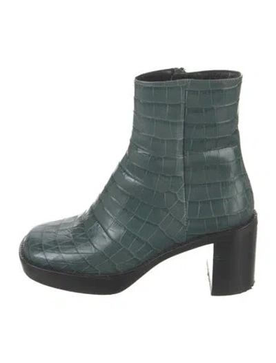 Pre-owned By Far Leather Boots In Green