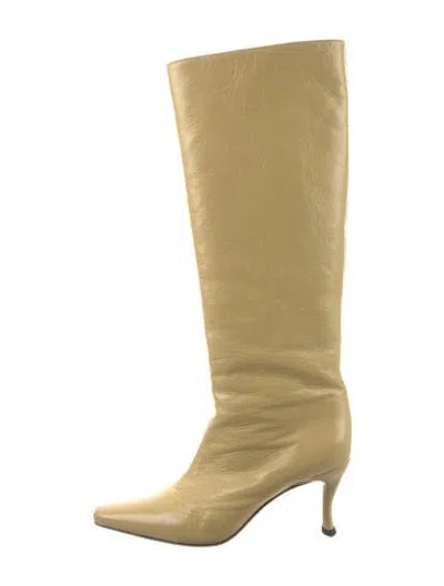 Pre-owned By Far Leather Boots In Neutral