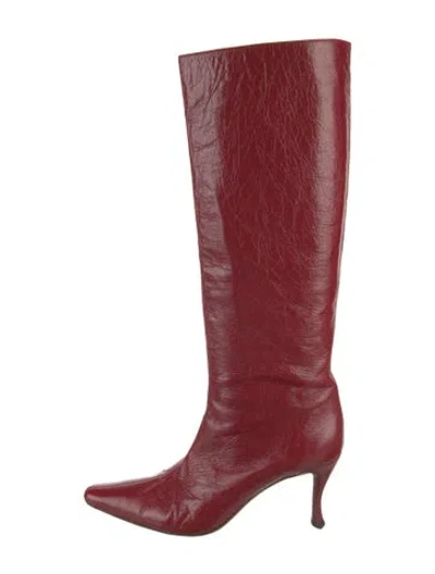 Pre-owned By Far Leather Boots In Red