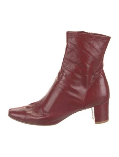 Pre-owned By Far Leather Boots In Red