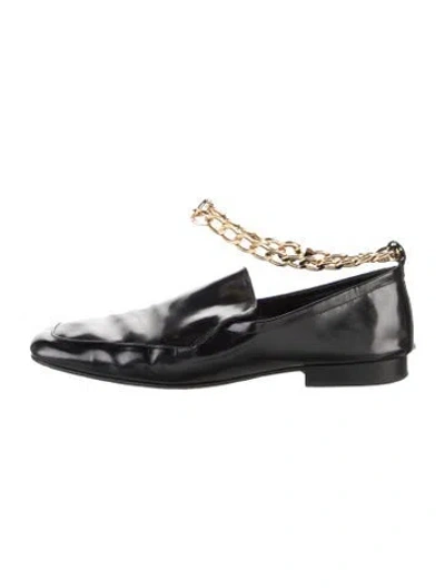 Pre-owned By Far Leather Chain-link Accents Loafers In Black