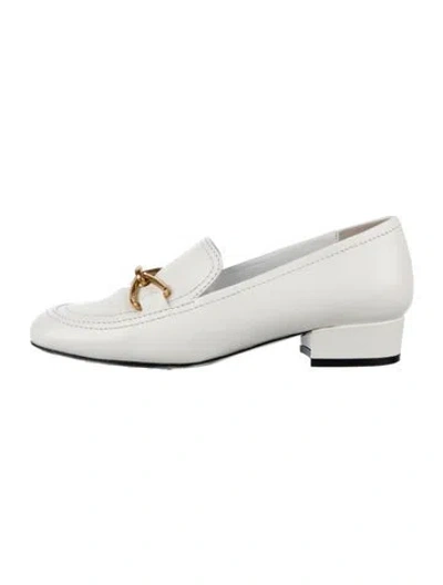 Pre-owned By Far Leather Chain-link Accents Pumps In White