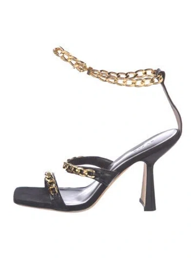 Pre-owned By Far Leather Chain-link Accents Sandals In Blue