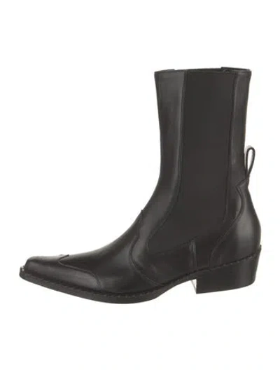 Pre-owned By Far Leather Chelsea Boots In Black