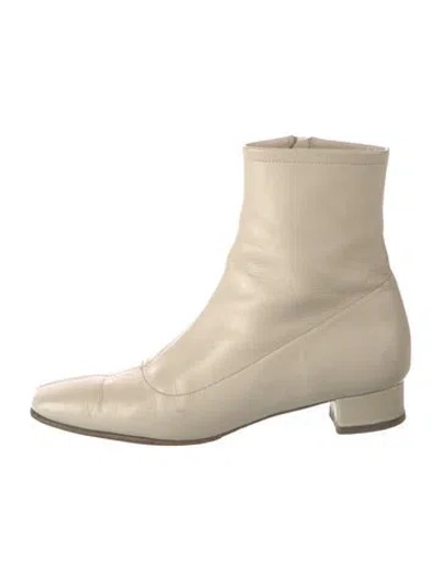 Pre-owned By Far Leather Chelsea Boots In Neutrals