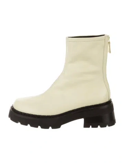 Pre-owned By Far Leather Combat Boots In Neutral