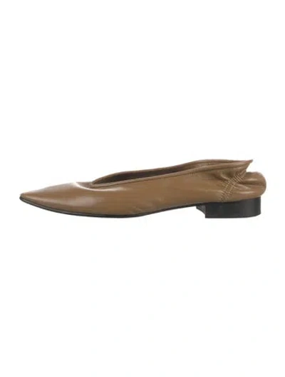 Pre-owned By Far Leather Flats In Neutrals