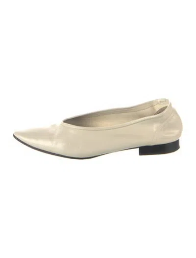 Pre-owned By Far Leather Flats In Neutrals