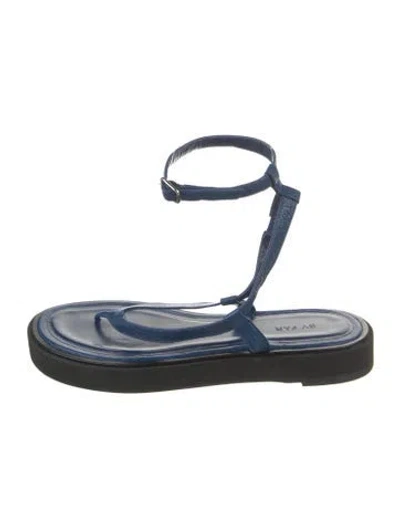 Pre-owned By Far Leather Gladiator Sandals In Blue