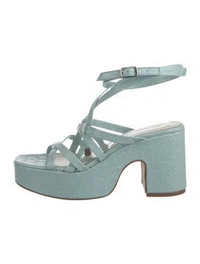 Pre-owned By Far Leather Gladiator Sandals In Blue