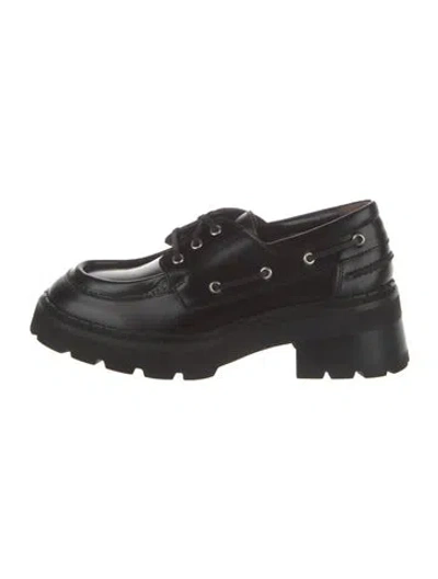 Pre-owned By Far Leather Loafers In Black