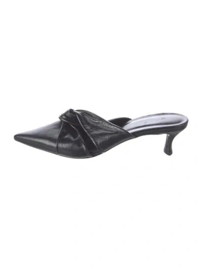 Pre-owned By Far Leather Mules In Black