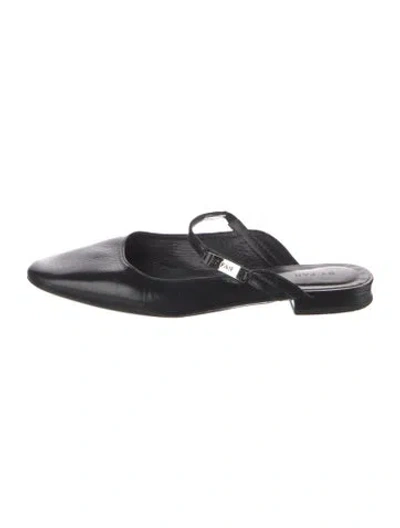 Pre-owned By Far Leather Mules In Black