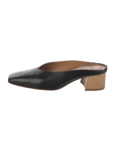 Pre-owned By Far Leather Mules In Black