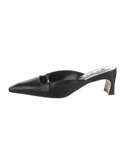Pre-owned By Far Leather Mules In Black