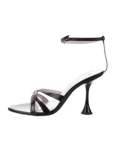 Pre-owned By Far Leather Mules In Black