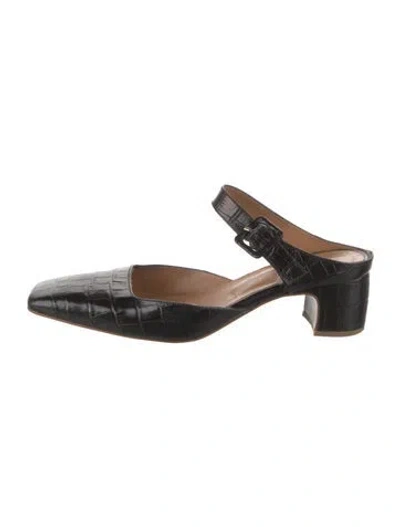 Pre-owned By Far Leather Mules In Black