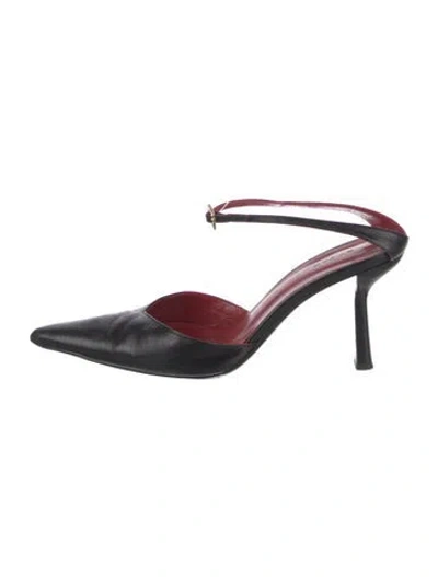 Pre-owned By Far Leather Mules In Black