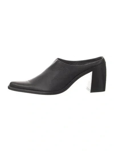 Pre-owned By Far Leather Mules In Black