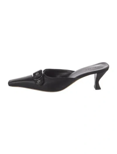 Pre-owned By Far Leather Mules In Black