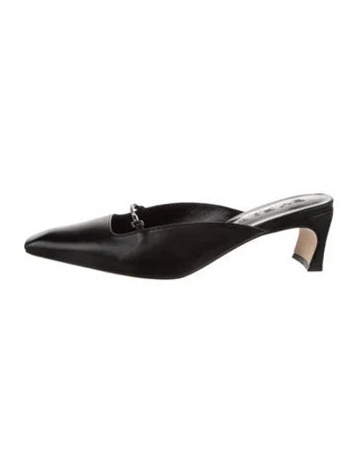 Pre-owned By Far Leather Mules In Black