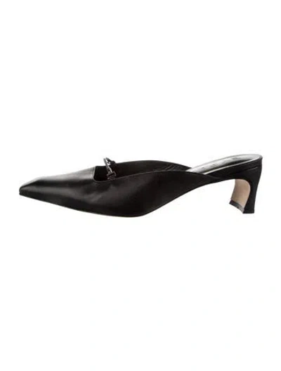 Pre-owned By Far Leather Mules In Black
